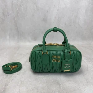 Miu Miu Green Quilted Top Handle Bag image 1