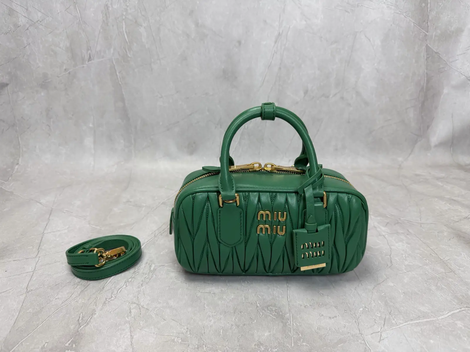 Miu Miu Green Quilted Top Handle Bag image 1