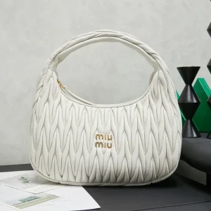 Miu Miu White Quilted Hobo Shoulder Bag image 1