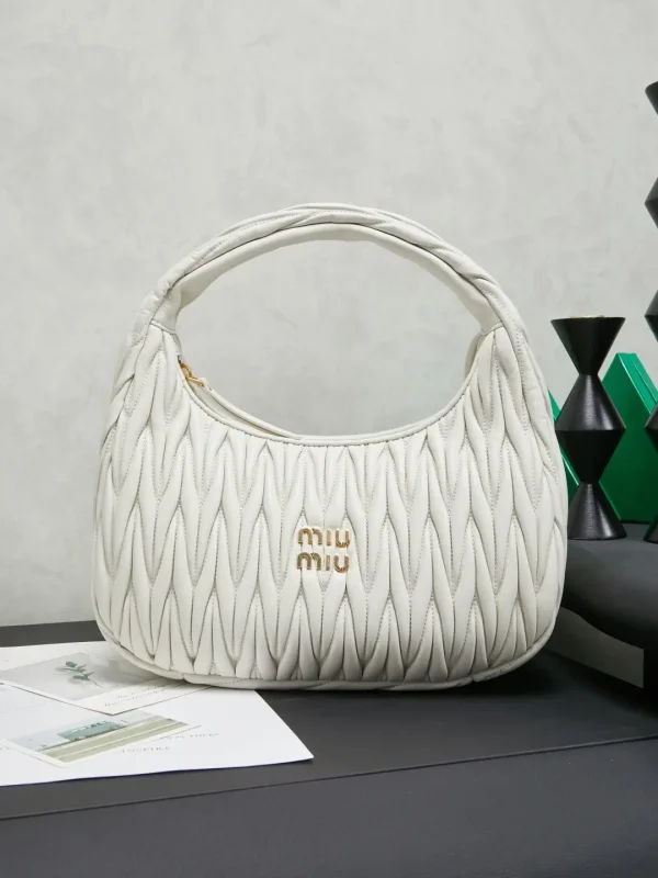 Miu Miu White Quilted Hobo Shoulder Bag image 1