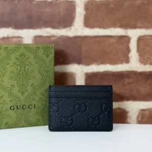 Gucci Black Embossed GG Card Holder image 1