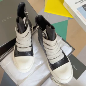 Rick Owens High Top Casual Sneakers with Thick Laces image 1