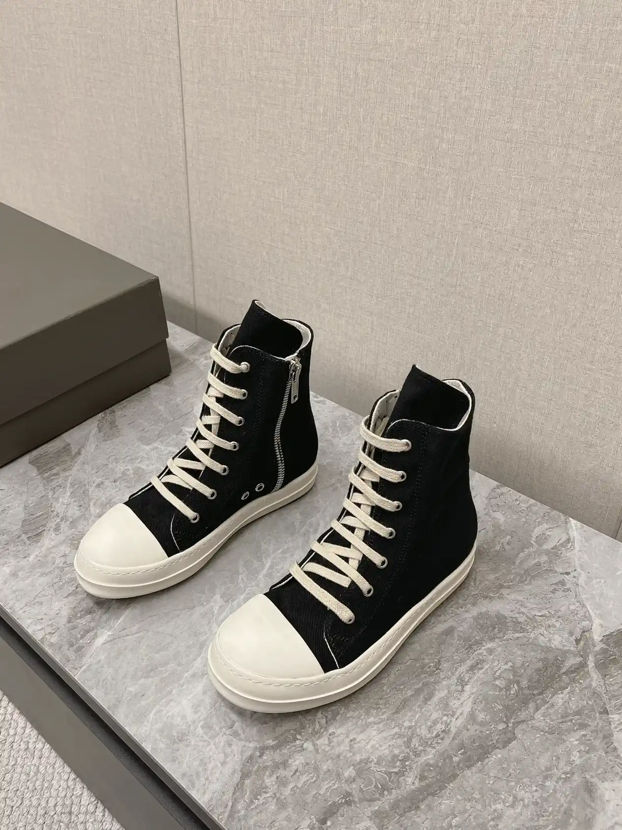 Rick Owens Main Line Watermelon Toe High-Top Sneakers image 1