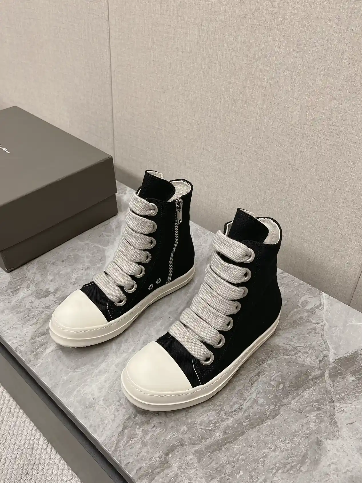 Rick Owens Main Line Watermelon Toe High-Top Sneakers image 1