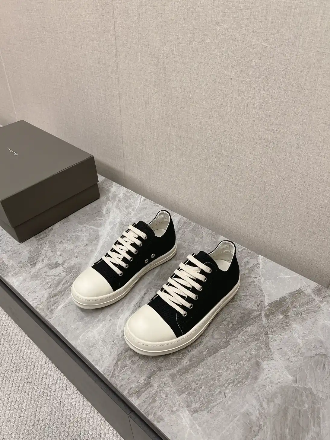 Rick Owens Main Line Watermelon Head Denim Low-Top Sneakers image 1