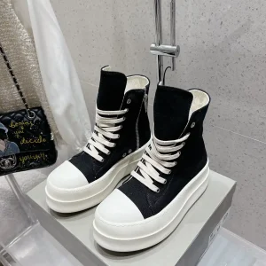 Canvas Platform High-Top Lace-Up Short Boots image 1