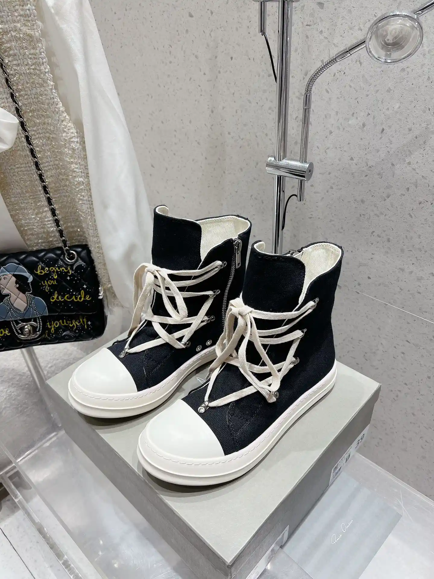 Rick Owens 24ss High Top Lace Up Biker Boots image 1