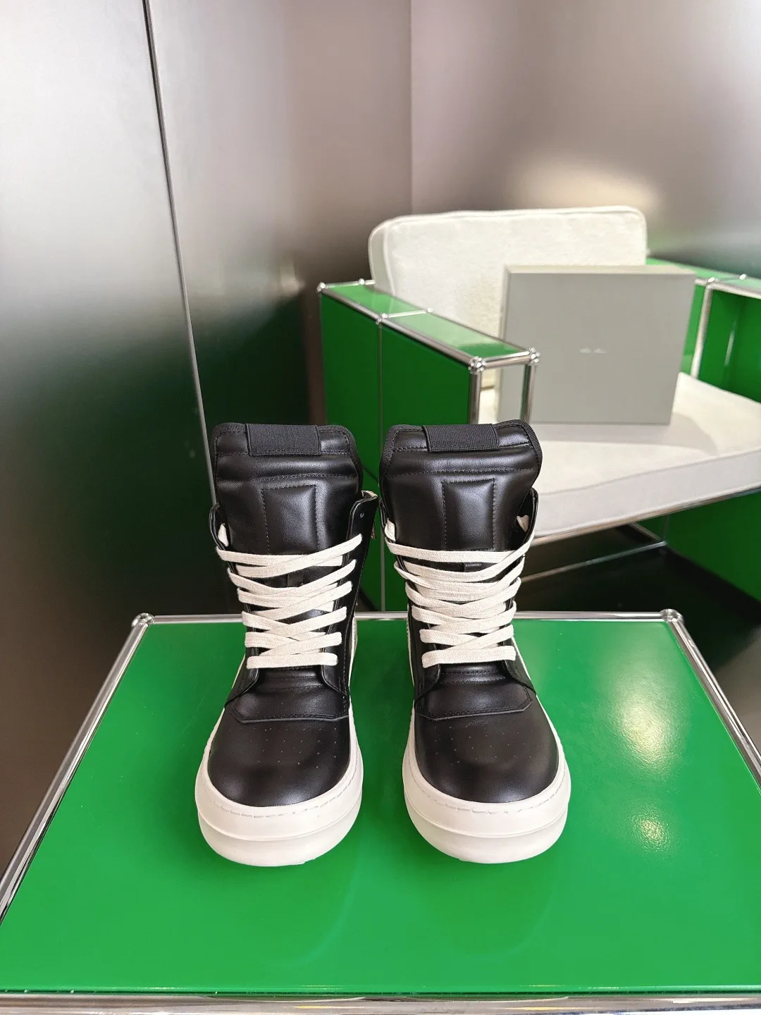 Rick Owens EDFU Full-Grain Calfskin Retro High-Top Casual Sneakers image 1