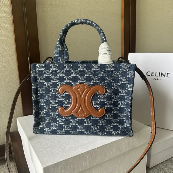 CELINE Denim Monogram Cabas Thais Tote Bag image 1
