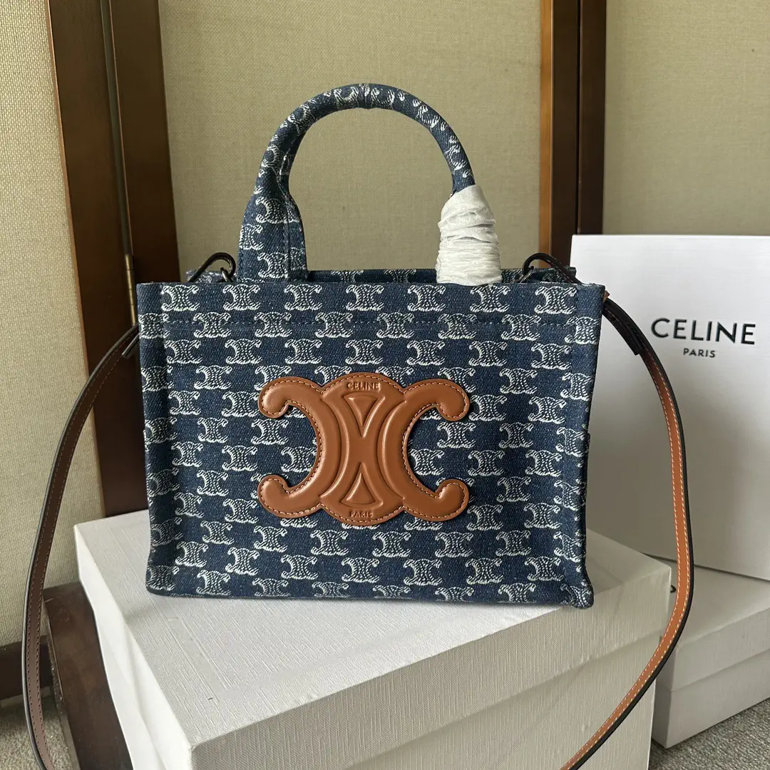 CELINE Denim Monogram Cabas Thais Tote Bag image 1