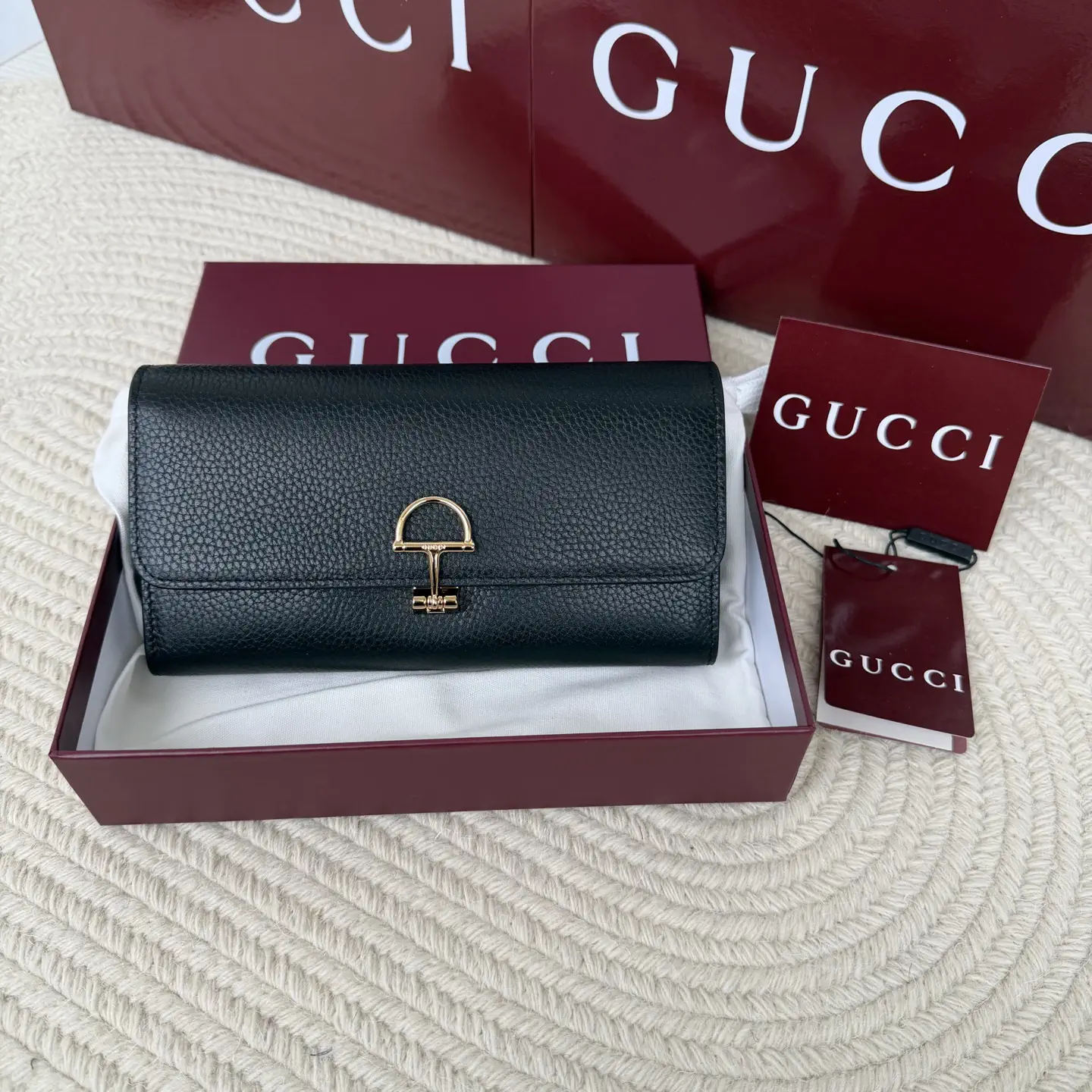 Gucci Black Long Wallet with Gold-Tone Horsebit Closure image 1