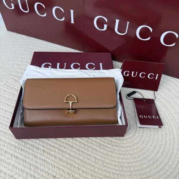 Gucci Brown Long Wallet with Gold-Tone Horsebit Closure image 1