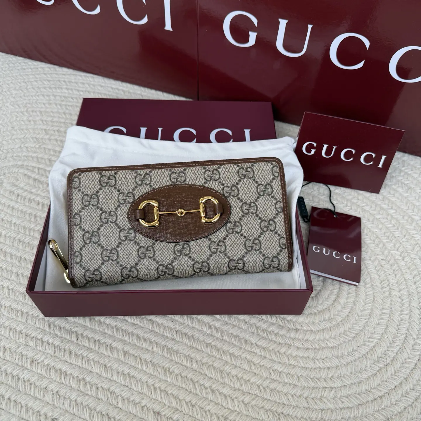 Gucci Monogram Horsebit Accent Zip Around Wallet image 1