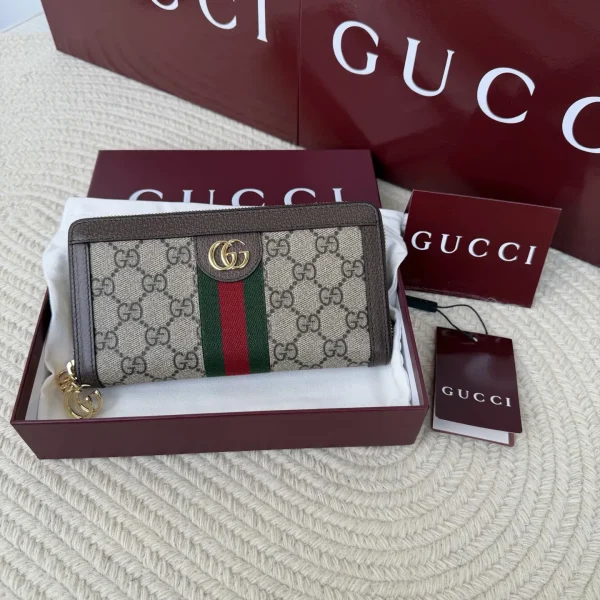 Gucci Monogram Web Stripe Zip Wallet image 1