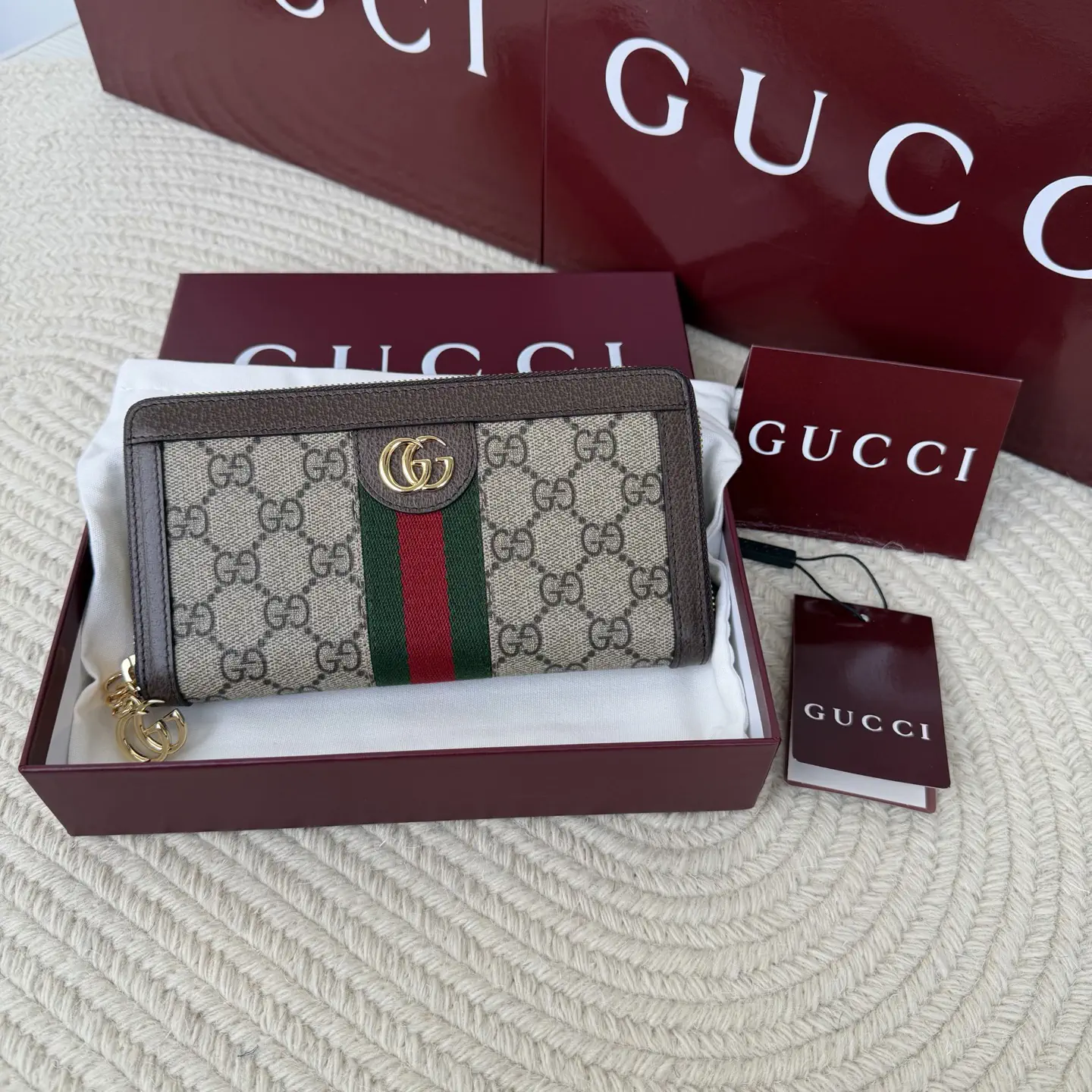 Gucci Monogram Web Stripe Zip Wallet image 1