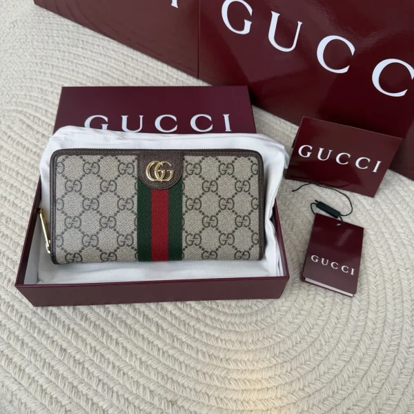Gucci GG Monogram Web Stripe Zip Around Wallet image 1