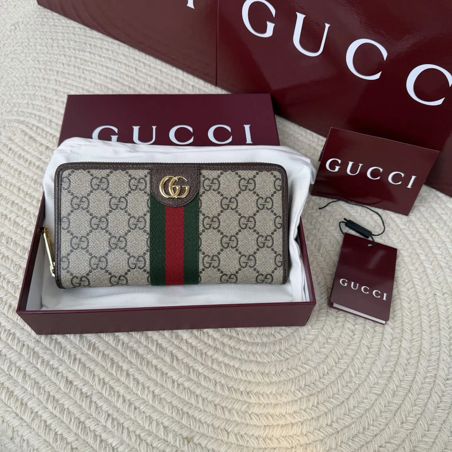 Gucci GG Monogram Web Stripe Zip Around Wallet image 1