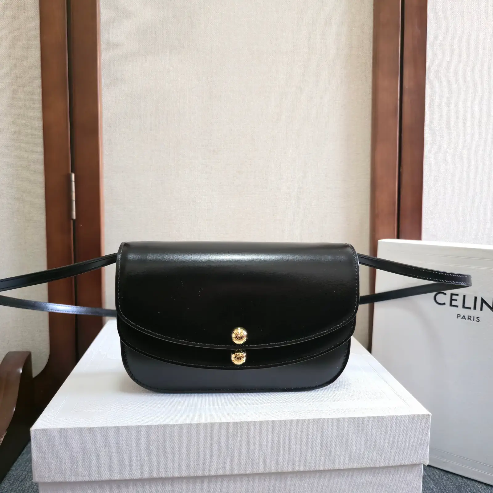 CELINE Black Dual-Compartment Crossbody Bag image 1