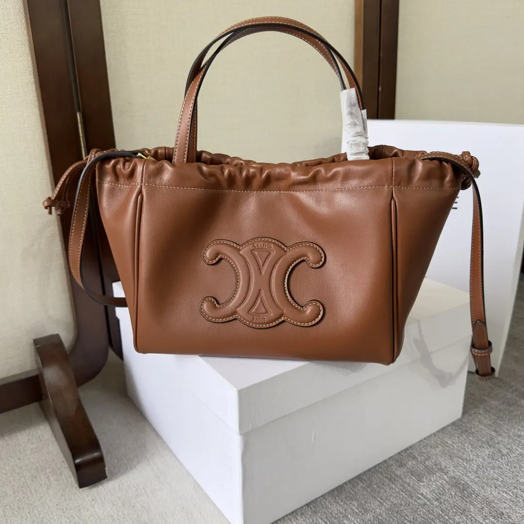 CELINE Brown Small Drawstring Cabas Tote Bag image 1