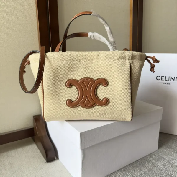 CELINE Canvas Small Drawstring Tote Bag with Detachable Shoulder Strap image 1