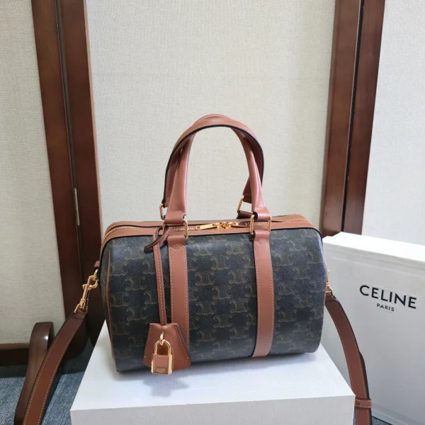 CELINE Monogram Boston Bag with Tan Leather Trim image 1