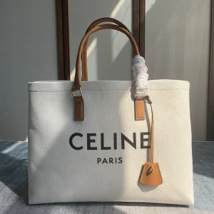 CELINE Canvas Tote Bag with Leather Handles image 1