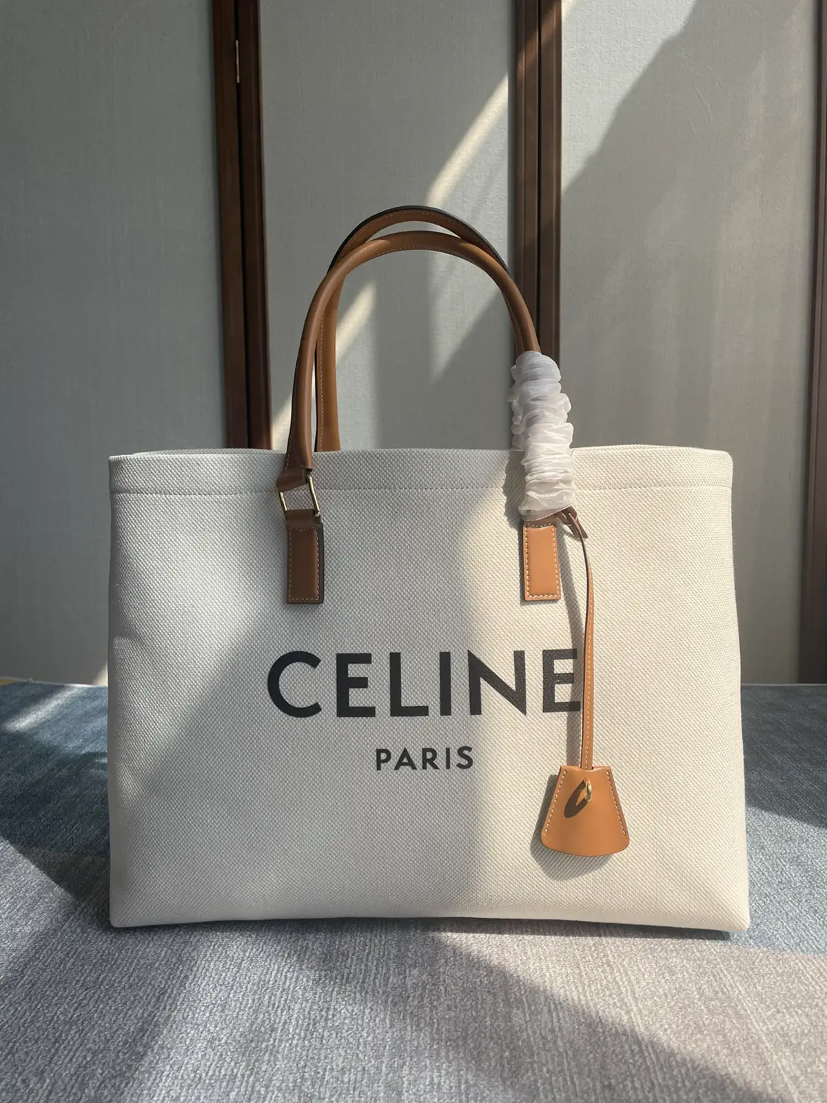 CELINE Canvas Tote Bag with Leather Handles image 1
