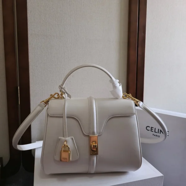CELINE White Leather Top Handle Bag image 1