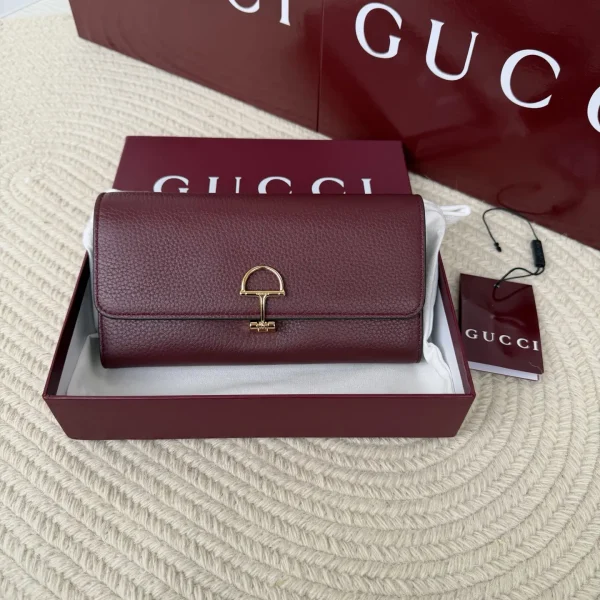 Gucci Burgundy Long Wallet with Gold-Tone Horsebit Closure image 1