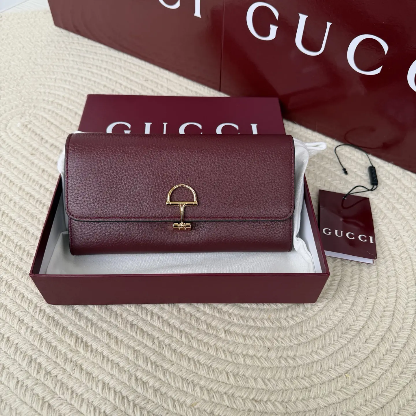 Gucci Burgundy Long Wallet with Gold-Tone Horsebit Closure image 1