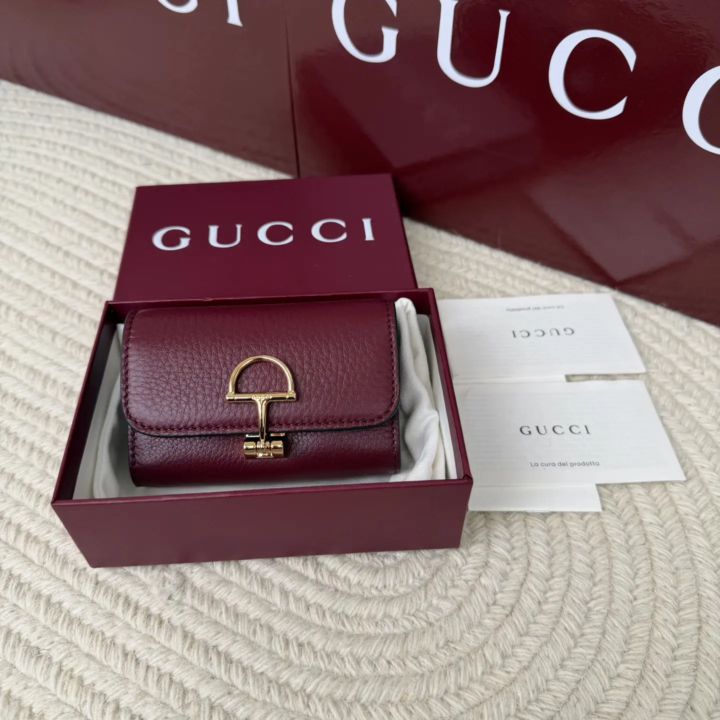 Gucci Burgundy Leather Card Holder image 1