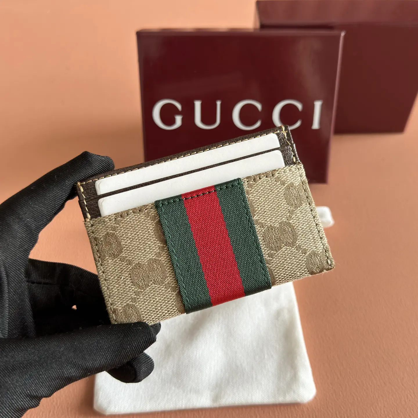 Gucci Monogram Web Stripe Card Holder image 1