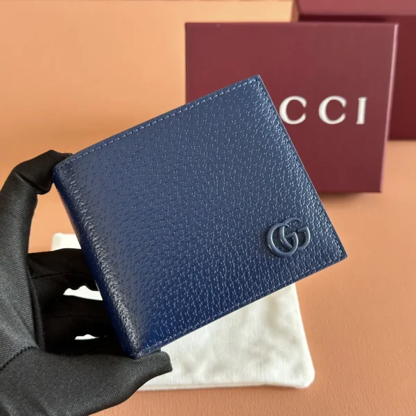 Gucci Navy Blue Leather Bifold Wallet image 1
