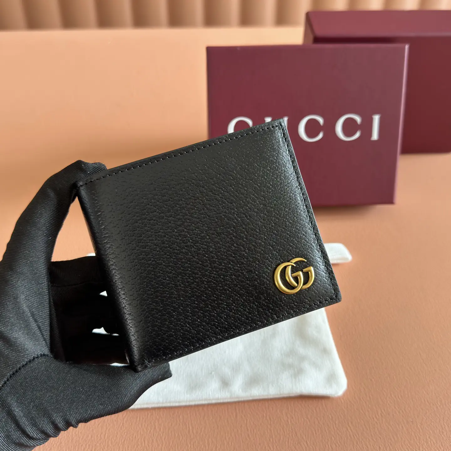 Gucci Black Leather Wallet with GG Logo image 1