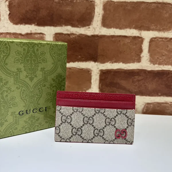 Gucci Monogram Card Holder with Red Trim image 1