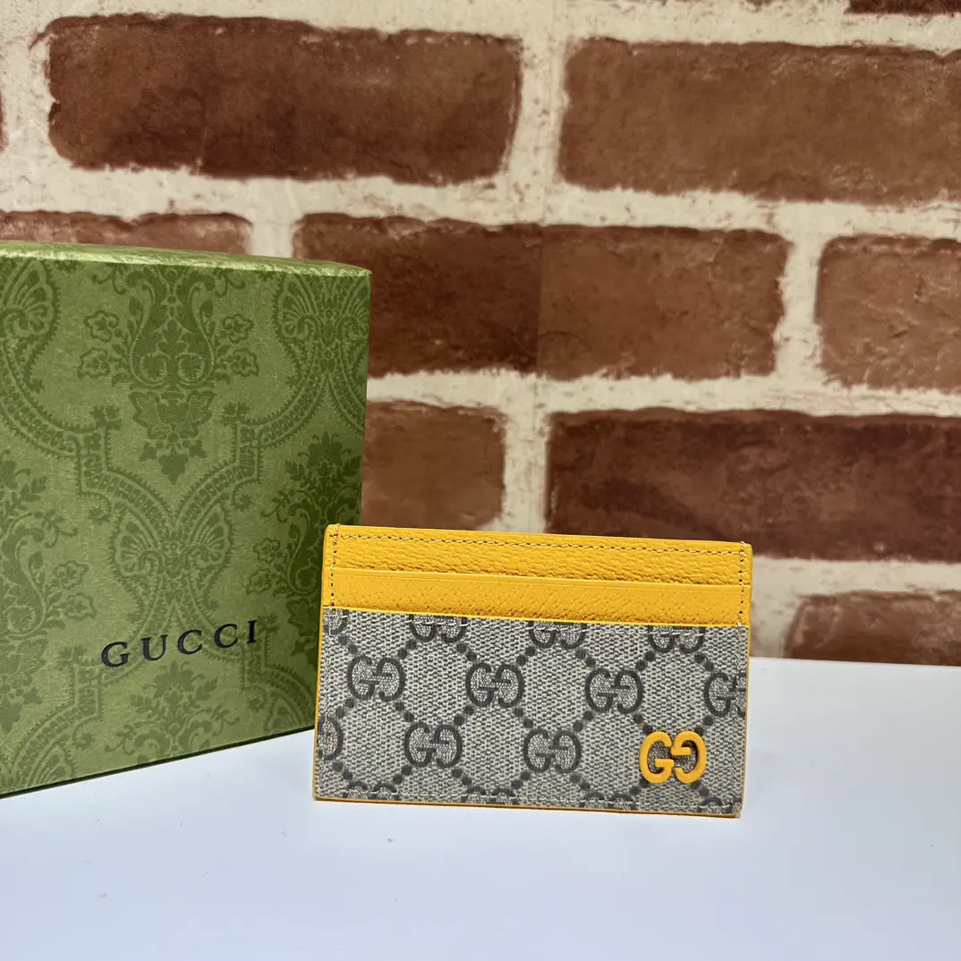 Gucci Monogram Card Holder with Yellow Trim image 1