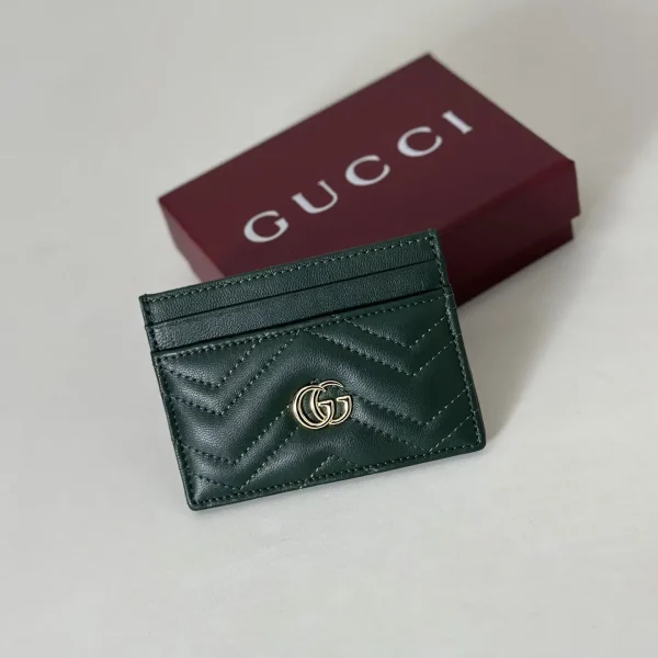 Gucci Dark Green Quilted Card Holder image 1