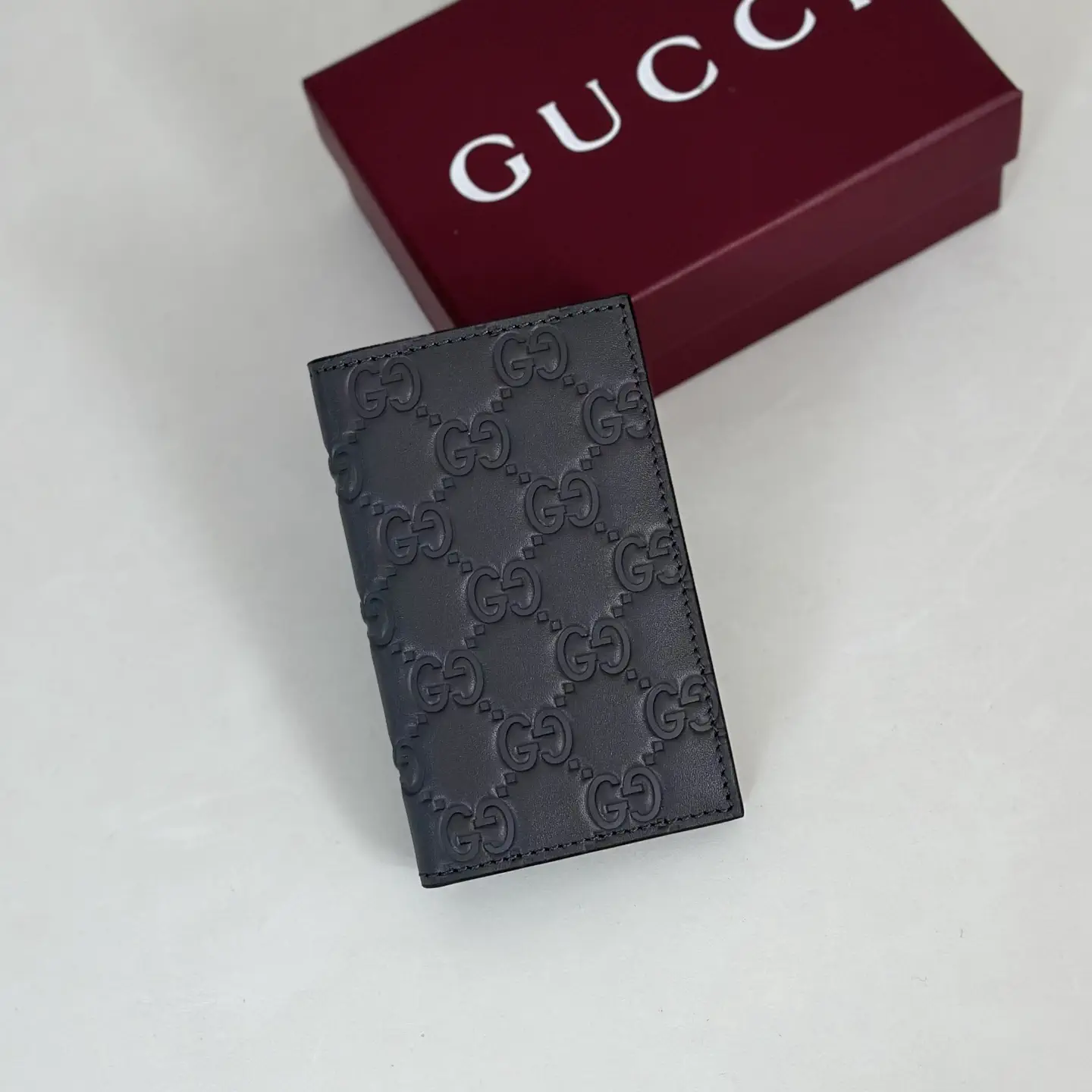 Gucci Dark Gray Embossed Card Holder image 1
