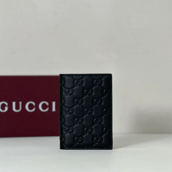 Gucci Black Embossed Monogram Card Holder image 1