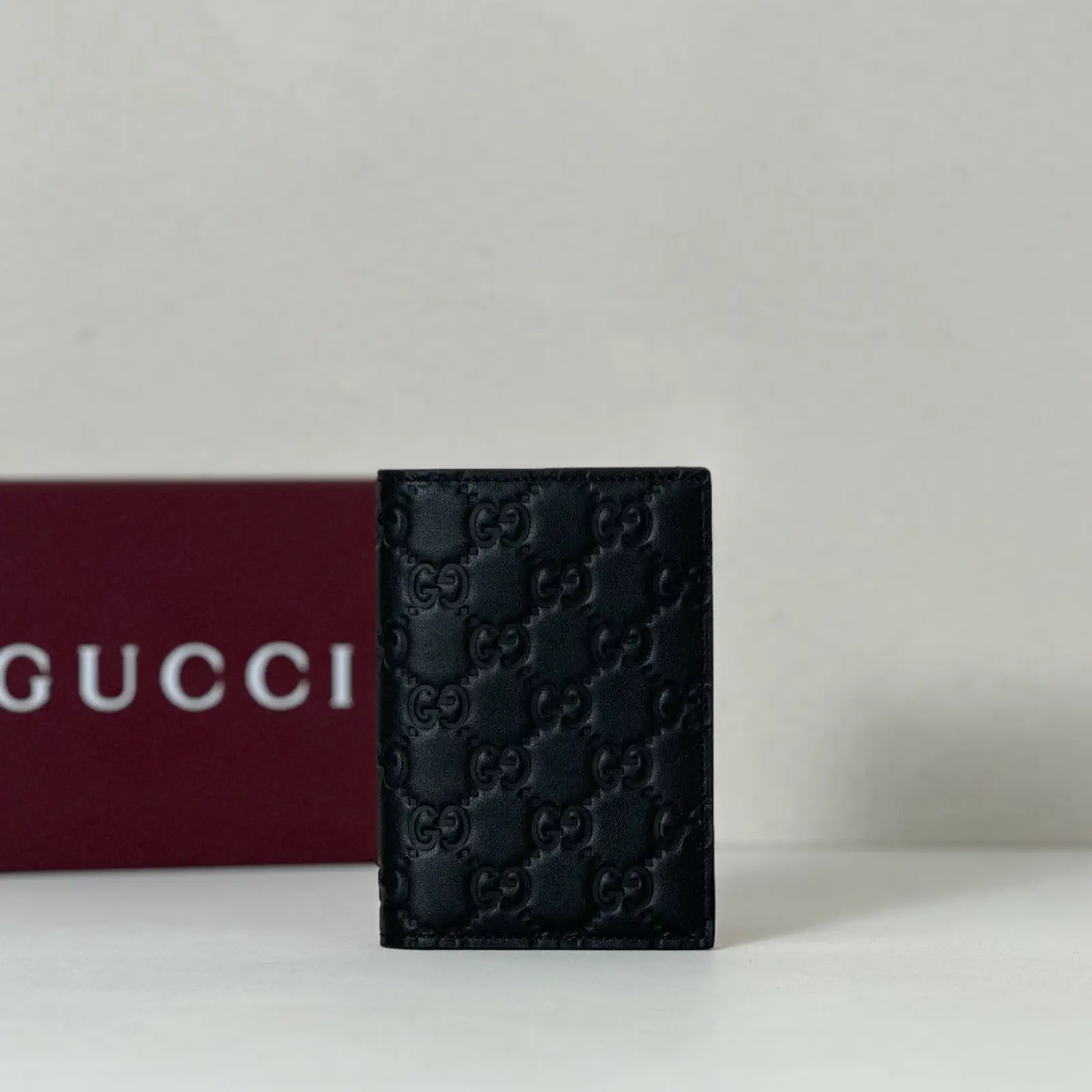 Gucci Black Embossed Monogram Card Holder image 1