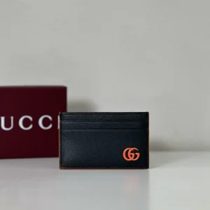 Gucci Black Card Holder with Orange GG Logo image 1