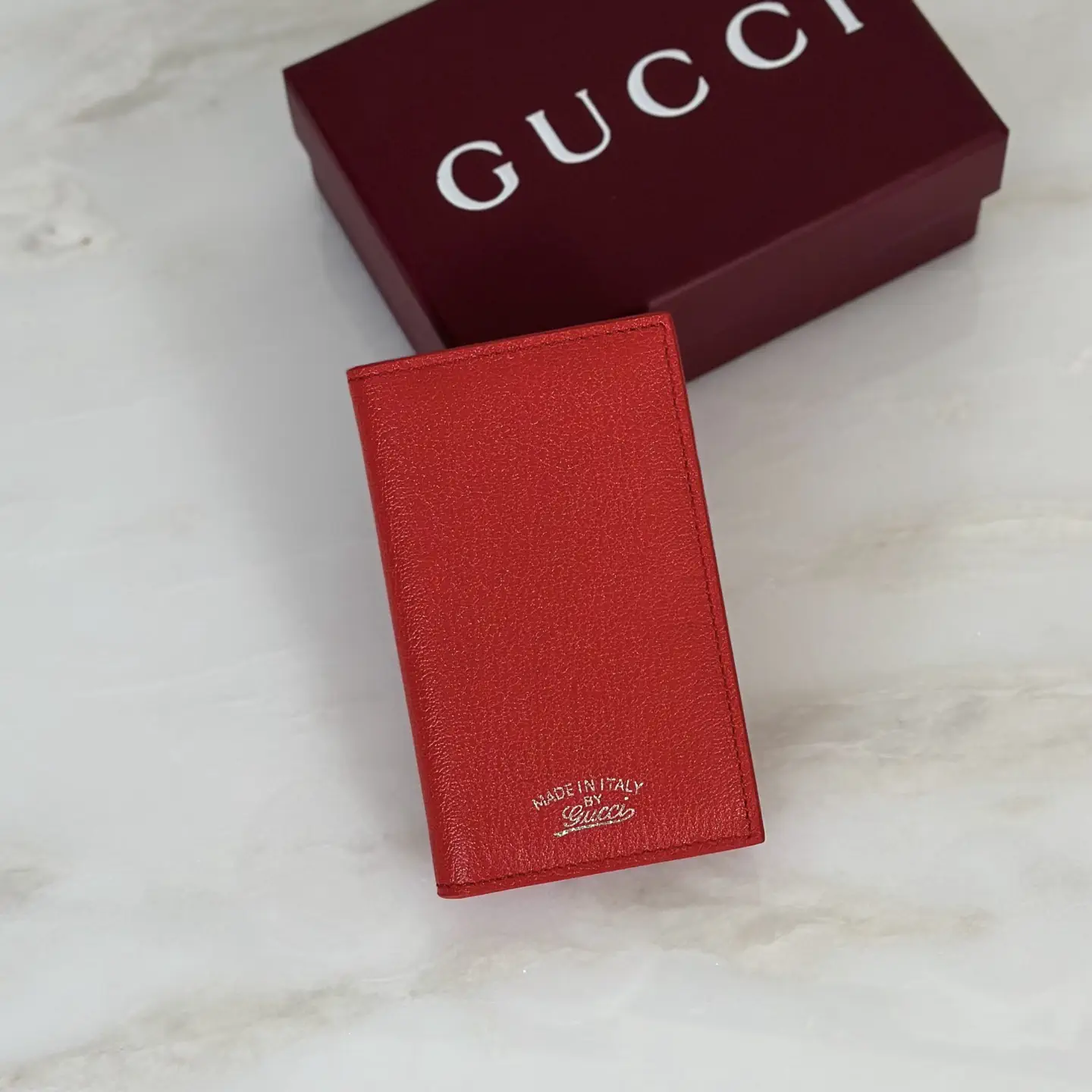 Gucci Red Leather Card Holder image 1
