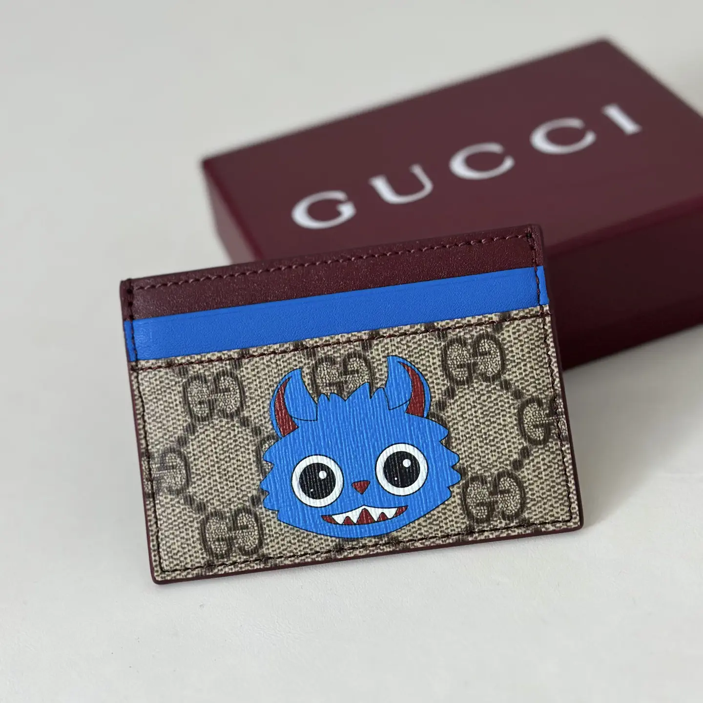 Gucci Blue Monster Print Monogram Card Holder image 1