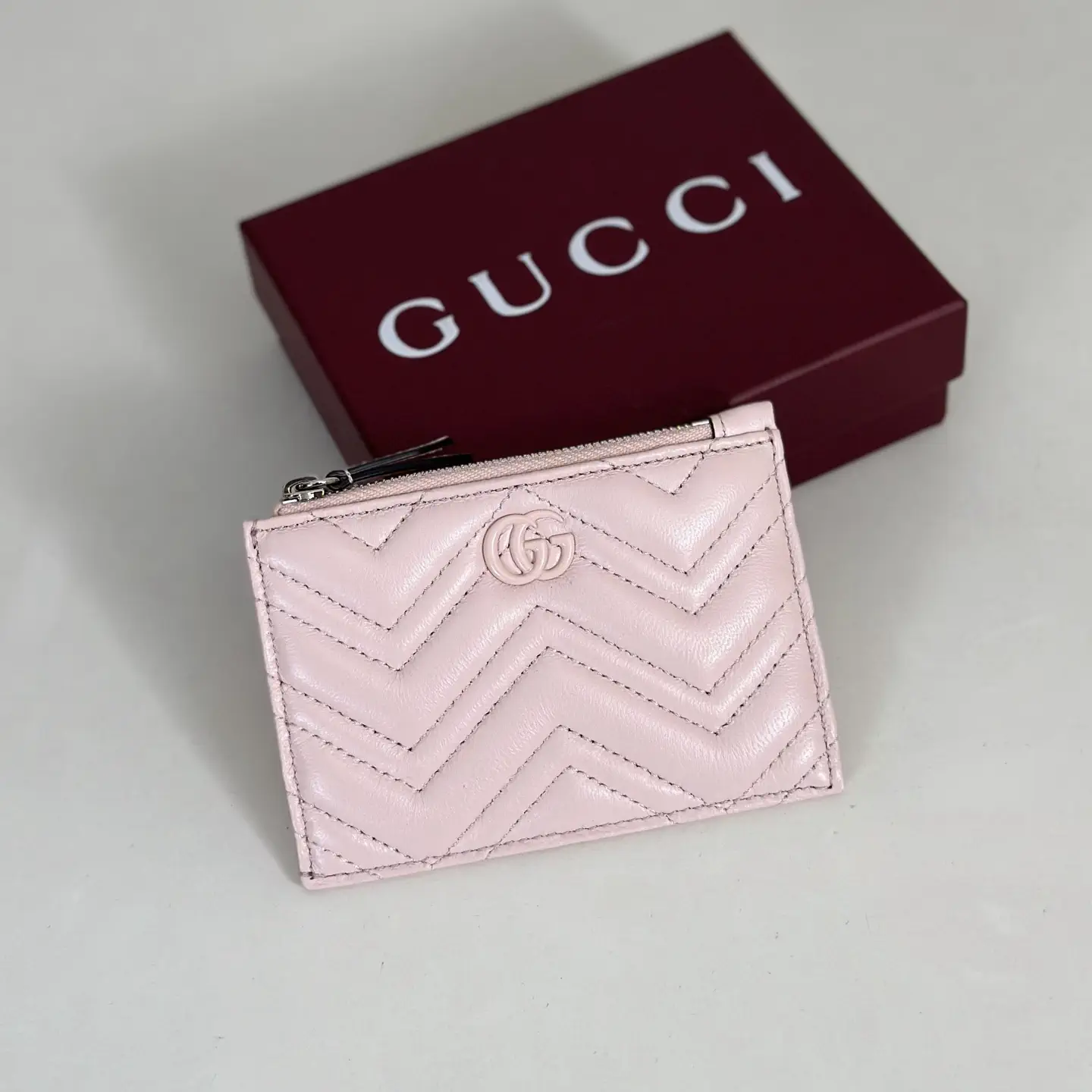 Gucci Light Pink Quilted Card Holder image 1