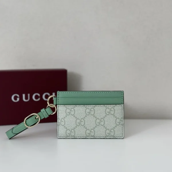 Gucci Monogram Card Holder with Sage Green Trim image 1