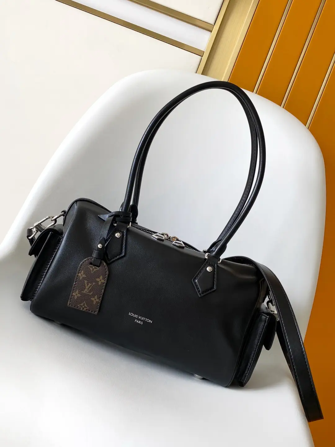 Louis Vuitton Black Leather Speedy Cargo Top Handle Bag image 1