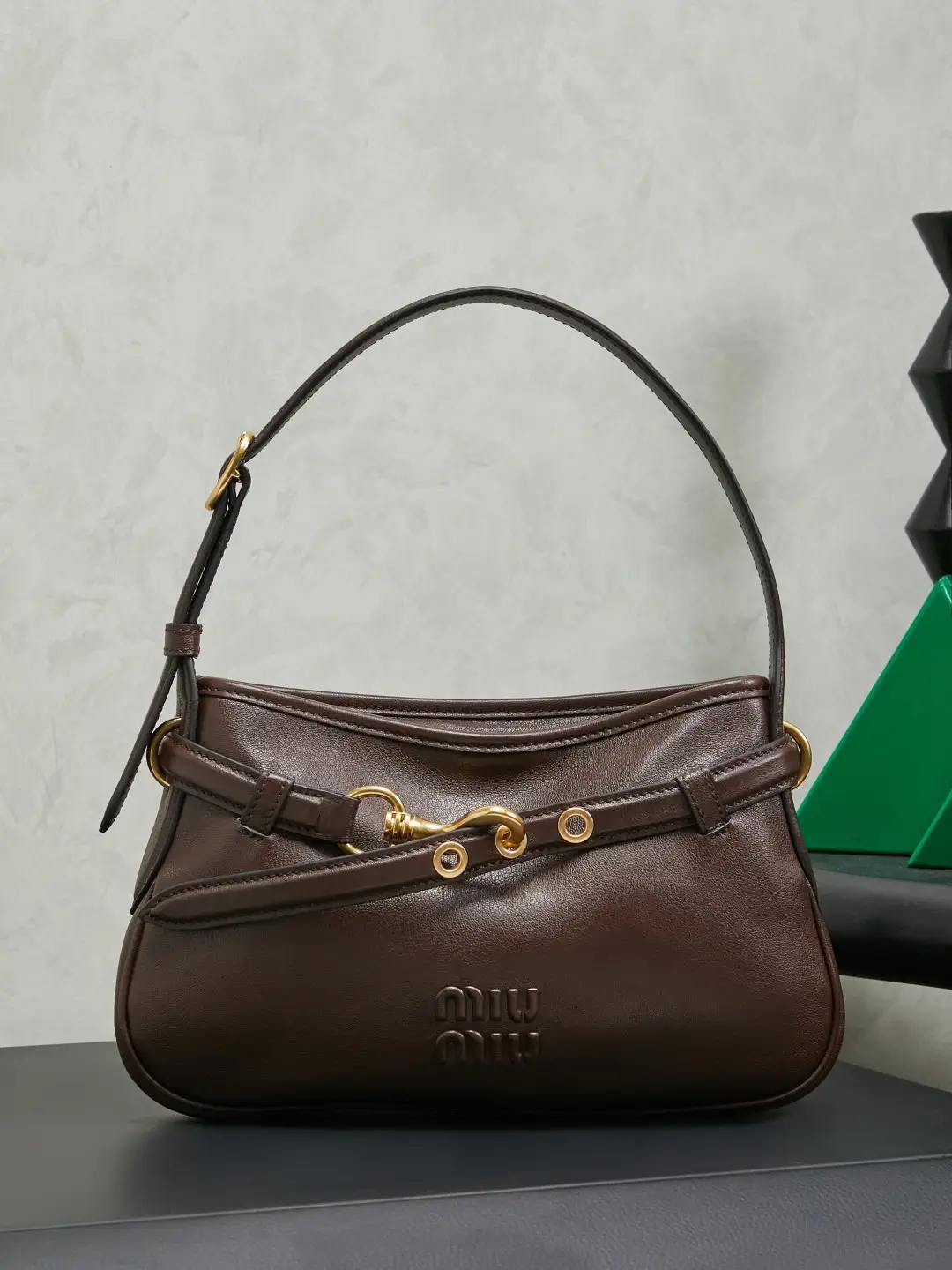 Miu Miu Embossed Logo Leather Shoulder Bag image 1