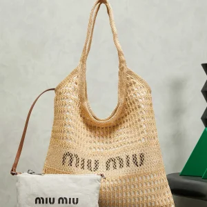 Miu Miu Woven Mesh Tote Bag image 1