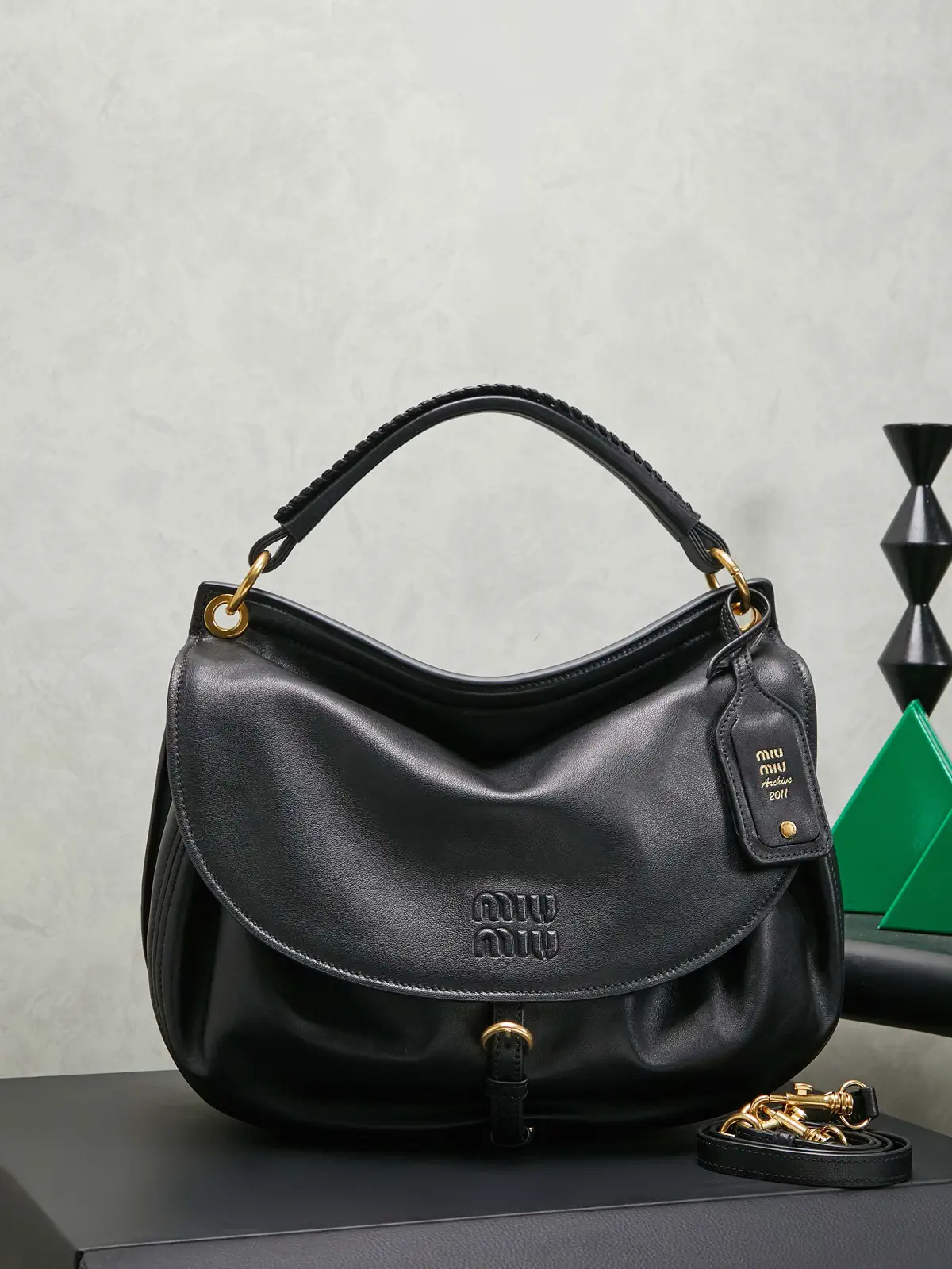 Miu Miu Leather Hobo Shoulder Bag image 1