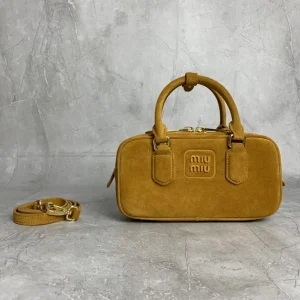 Miu Miu Suede Top Handle Bowling Bag image 1